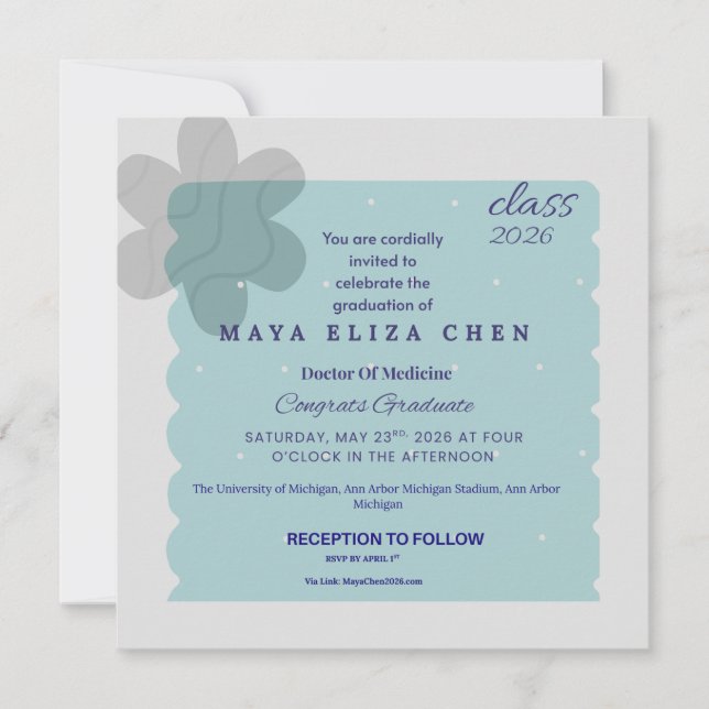 Invitación Class of 2026 Graduation Party Invitation | Modern (Anverso)