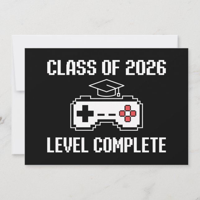 Invitación Class Of 2026 Level Complete Gaming Graduation (Anverso)