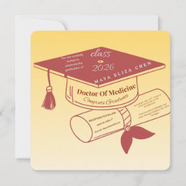 Invitación Class of 2026 Medical Graduation Invitation Custom