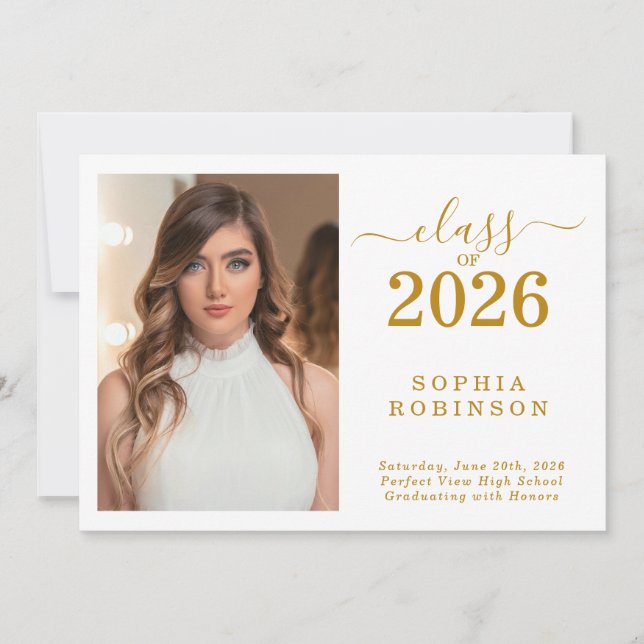 Invitación Class of 2026 Photo Simple Graduation Announcement (Anverso)