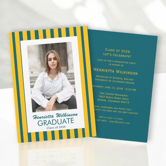 Invitación Class of 2026 Teal Gold Modern Graduation Party  (Subido por el creador)