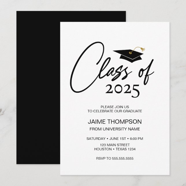 Invitación Class of Modern Graduation Invitation (Anverso / Reverso)