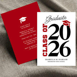 Invitación Class of Red Black Graduation