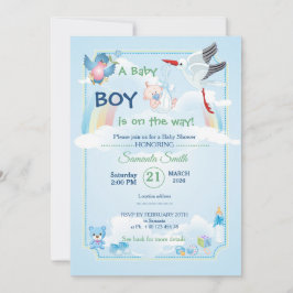 Invitación Classic and cute Stork Baby Shower Invitation
