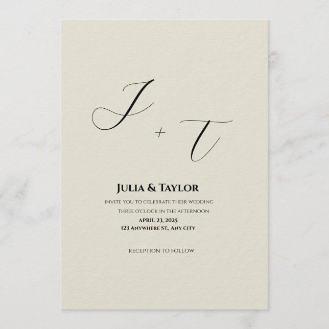 Invitación Classic Beige Elegant Invitation (Anverso)