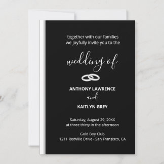 Invitación Classic Black and White Formal Custom Wedding