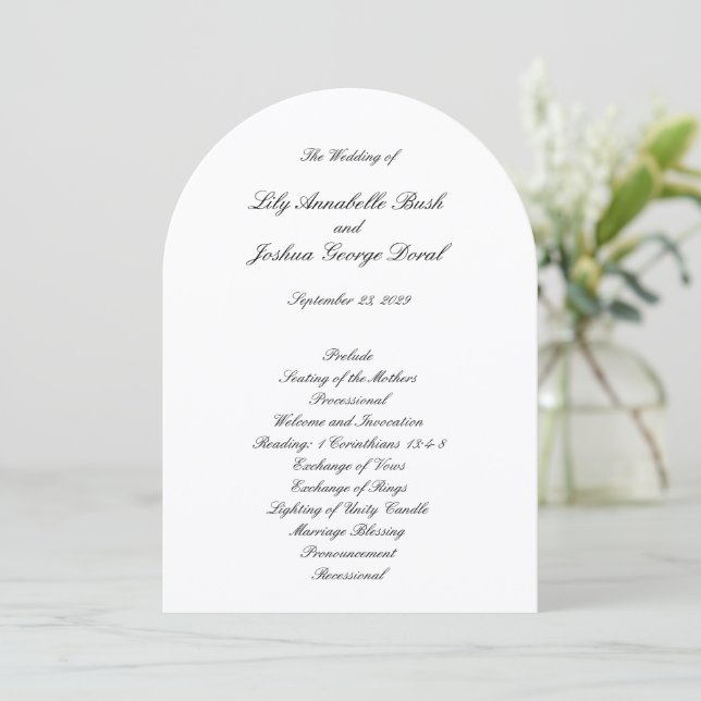 Invitación Classic Black and White Timeless Wedding Program (Anverso de pie)