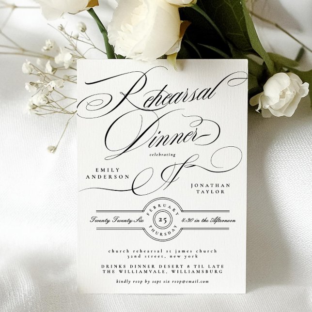 Invitación Classic Black Tuxedo Wedding Rehearsal Dinner (Subido por el creador)