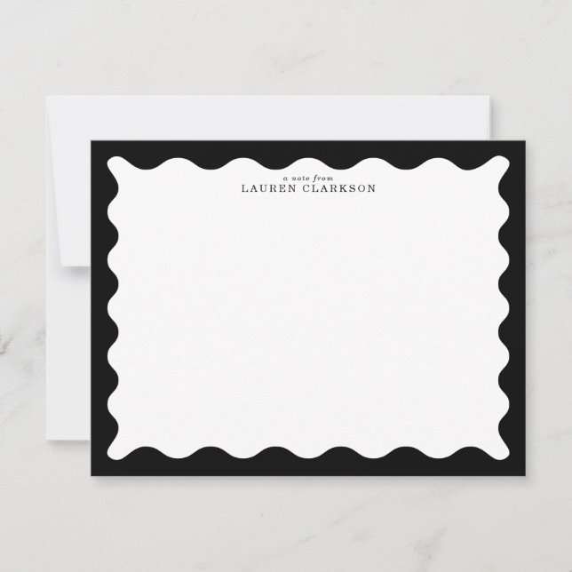 Invitación Classic Black Wavy Frame Note Card (Anverso)