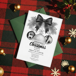 Invitación Classic Black White Christmas Party Invite