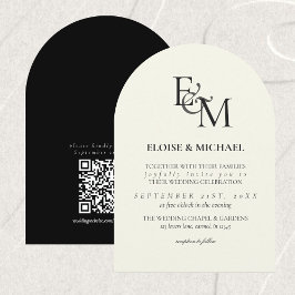 Invitación Classic Black & White Monogram Minimalist Wedding