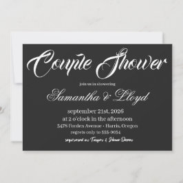 Invitación Classic Black & White Script Couples Bridal Shower