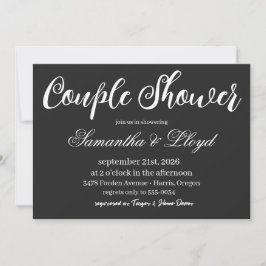 Invitación Classic Black & White Script Couples Bridal Shower
