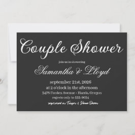 Invitación Classic Black & White Script Couples Bridal Shower