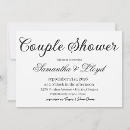 Invitación Classic Black & White Script Couples Bridal Shower
