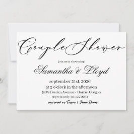 Invitación Classic Black & White Script Couples Bridal Shower