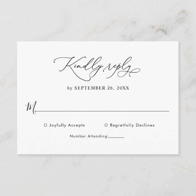 Invitación Classic Black & White Wedding Rsvp Enclosure Card (Anverso)