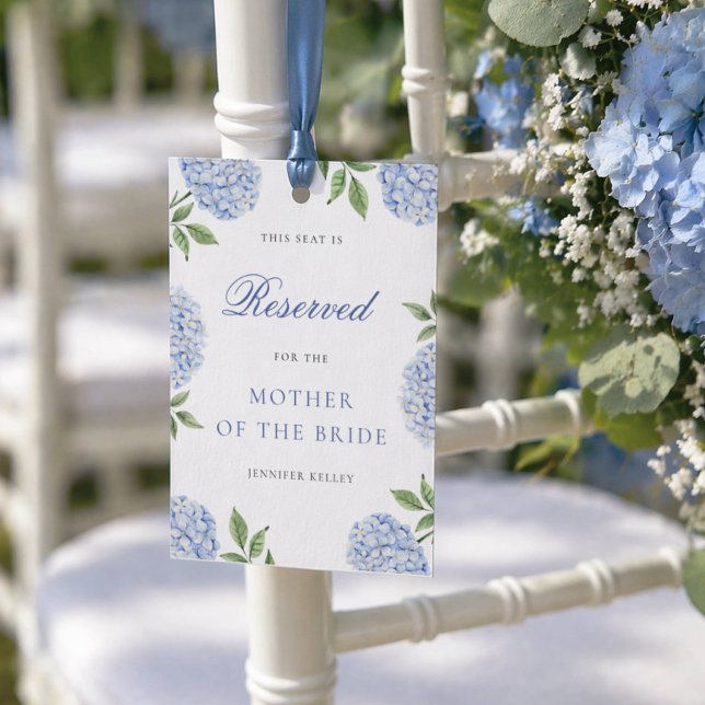 Invitación Classic Blue Hydrangea Wedding Reserved  Seat Card (Subido por el creador)