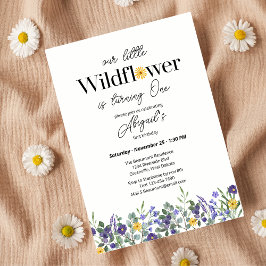 Invitación Classic Blue Our Little Wildflower 1st Birthday