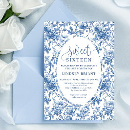 Invitación Classic Blue Roses Digital Download Sweet 16
