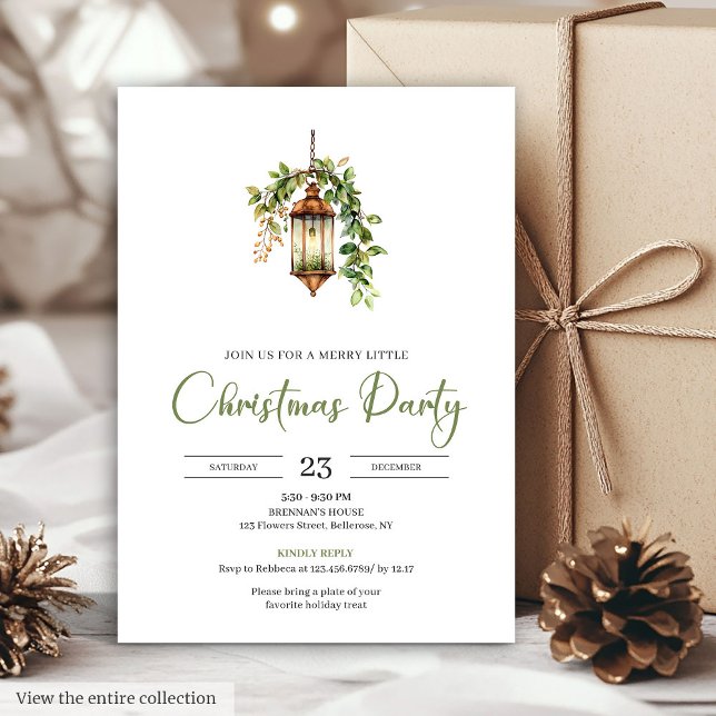 Invitación Classic Bohemian Earthy Watercolor Christmas Party (Classic Bohemian Earthy Watercolor Christmas Party Card)