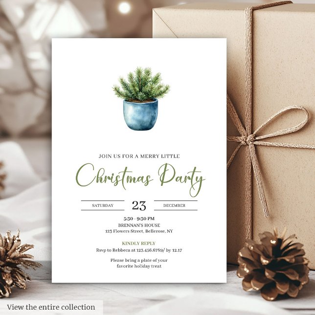Invitación Classic Bohemian Earthy Watercolor Christmas Party (Classic Bohemian Earthy Watercolor Christmas Party Card)