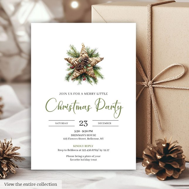 Invitación Classic Bohemian Neutral Botanical Holiday Dinner  (Classic Bohemian Neutral Botanical Holiday Dinner Card)