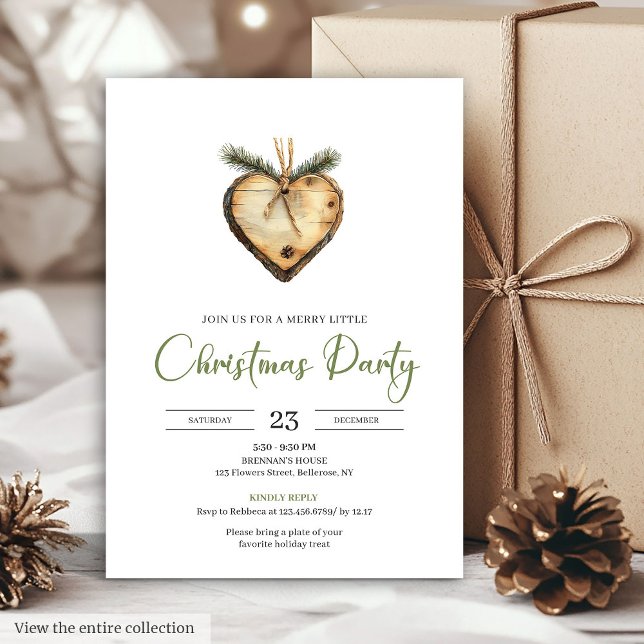 Invitación Classic Bohemian Pine Wreath Watercolor Holiday  (Classic Bohemian Pine Wreath Watercolor Holiday Invite)