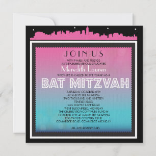 Invitación CLASSIC BROADWAY Bat Mitzvah Invitación-arco iris1