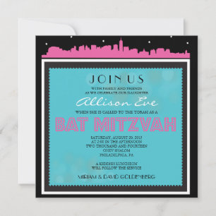 Invitación CLASSIC BROADWAY Bat Mitzvah Invitación-con estrel