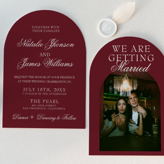 Invitación Classic Burgundy Luxury Old Money Retro Wedding (Subido por el creador)