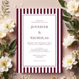 Invitación Classic Burgundy Stripes Wedding