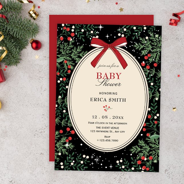 Invitación Classic cherry bow baby shower (Subido por el creador)