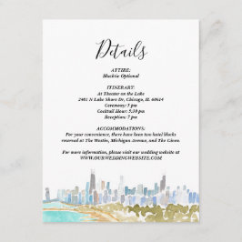 Invitación Classic Chicago Skyline Watercolor Details Card