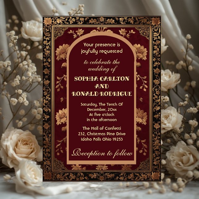 Invitación Classic Christmas Chinoiserie Traditional Wedding (Classic Christmas Chinoiserie Traditional Wedding Invitation)