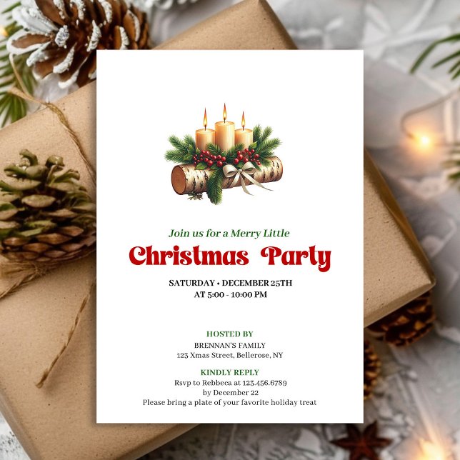 Invitación Classic Christmas Decoration Holly Berries Card (Classic Christmas Decoration Holly Berries Card)