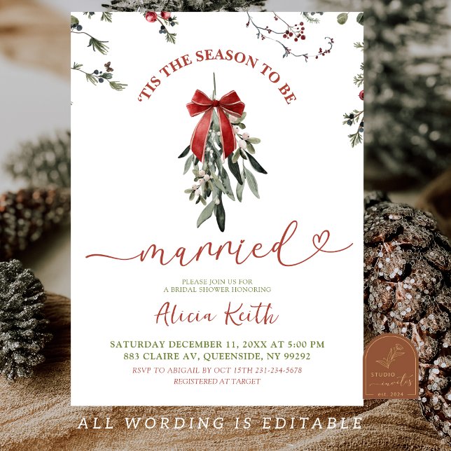 Invitación Classic Christmas Mistletoe Bridal Shower (Subido por el creador)