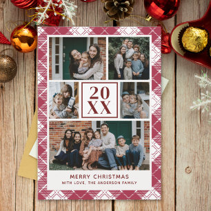 Invitación "Classic Christmas Plaid – Custom Family Photo
