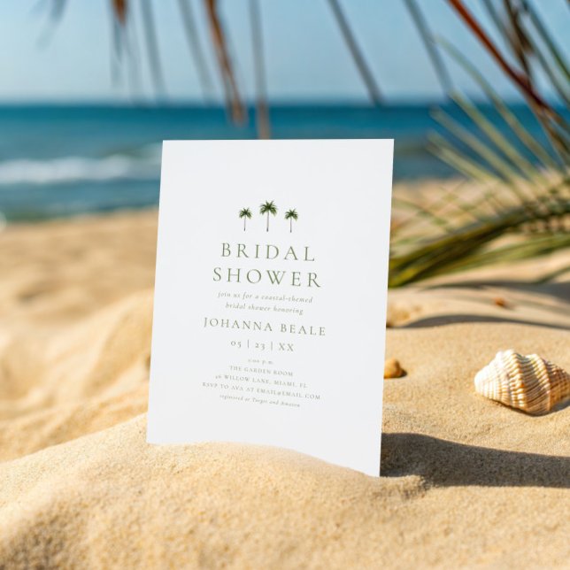 Invitación Classic Coastal Minimal Palm Tree Bridal Shower (Subido por el creador)
