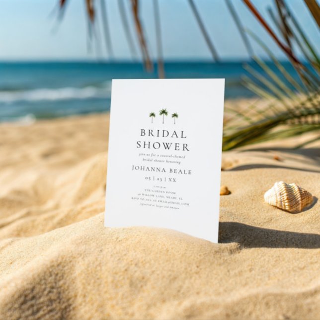 Invitación Classic Coastal Minimal Palm Tree Bridal Shower (Subido por el creador)