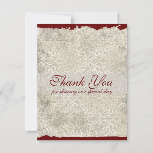 Invitación Classic Damask Wedding Notes, Red