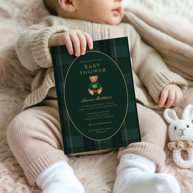 Invitación Classic Dark Plaid Lauren Inspired Baby Shower  (Subido por el creador)