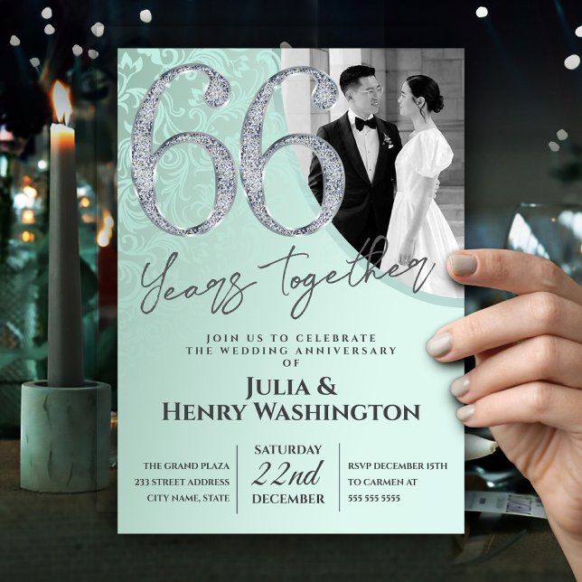 Invitación Classic Diamond Green  66th Wedding Anniversary (Subido por el creador)