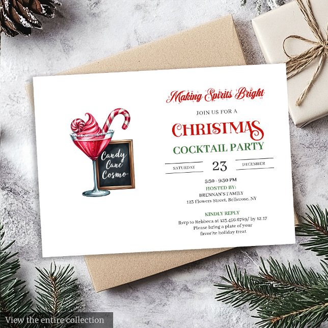 Invitación Classic digital Christmas cocktails party invites (Classic digital Christmas cocktails party invitation

)