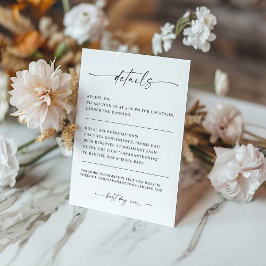 Invitación Classic Elegance Modern Minimal Wedding Details