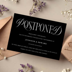 Invitación Classic Elegance Posponing Boda Update Black