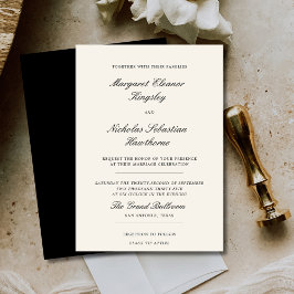 Invitación Classic Elegant Black Tie Ivory Old Money Wedding