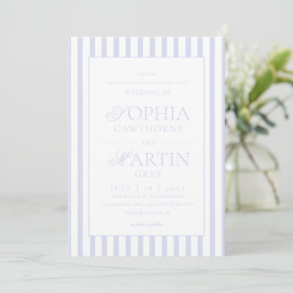 Invitación Classic Elegant Blue Striped Wedding 