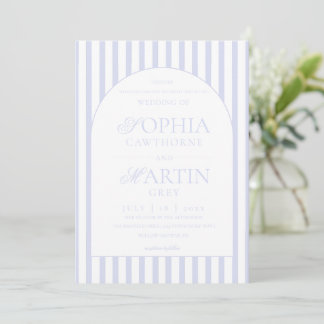 Invitación Classic Elegant Blue Striped Wedding 
