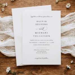 Invitación Classic Elegant Calligraphy Black & White Wedding